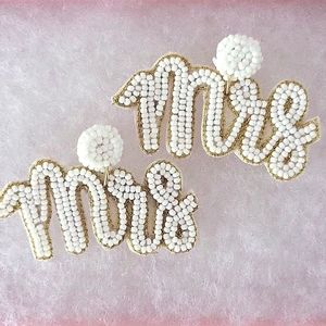 Mrs Earrings, Beaded Wedding